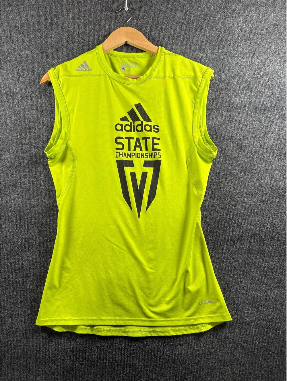 Adidas State Championships #18 Techfit Climalite Compression Shirt Men’s L Neon